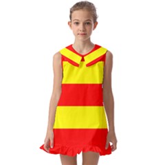 Aust Agder Flag Kids  Pilgrim Collar Ruffle Hem Dress by tony4urban