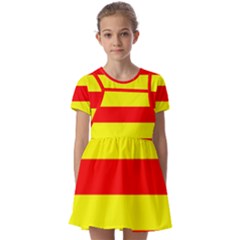 Aust Agder Flag Kids  Short Sleeve Pinafore Style Dress