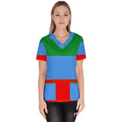 Dagestan Flag Women s V-neck Scrub Top by tony4urban