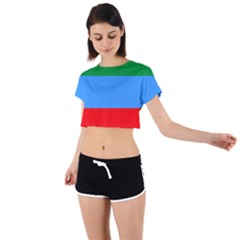 Dagestan Flag Tie Back Short Sleeve Crop Tee by tony4urban