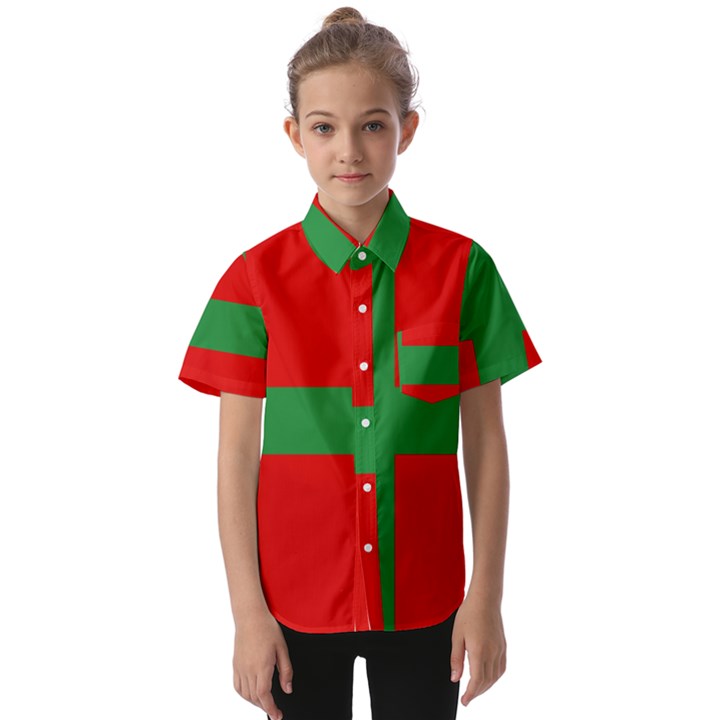 Bornholm Denmark Flag Kids  Short Sleeve Shirt