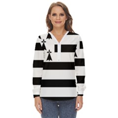 Brittany Flag Zip Up Long Sleeve Blouse