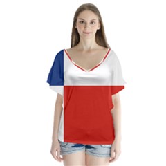 Banskobystricky Flag V-neck Flutter Sleeve Top by tony4urban