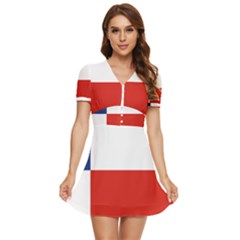 Banskobystricky Flag V-neck High Waist Chiffon Mini Dress by tony4urban