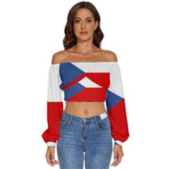 Czech Republic Long Sleeve Crinkled Weave Crop Top by tony4urban