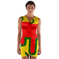 Auvergne Flag Wrap Front Bodycon Dress by tony4urban