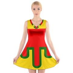 Auvergne Flag V-neck Sleeveless Dress by tony4urban