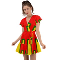 Auvergne Flag Flutter Sleeve Wrap Dress by tony4urban