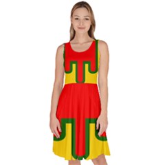 Auvergne Flag Knee Length Skater Dress With Pockets by tony4urban