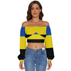 Gelderland Flag Long Sleeve Crinkled Weave Crop Top