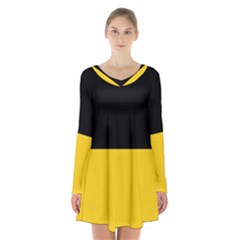 Baden Wurttemberg Flag Long Sleeve Velvet V-neck Dress