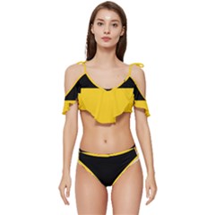 Baden Wurttemberg Flag Ruffle Edge Tie Up Bikini Set	