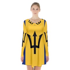 Barbados Long Sleeve Velvet V-neck Dress by tony4urban