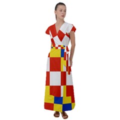 Antwerp Flag Flutter Sleeve Maxi Dress