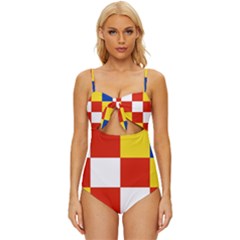 Antwerp Flag Knot Front One-piece Swimsuit by tony4urban