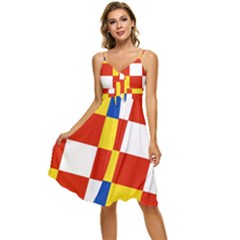 Antwerp Flag Sleeveless Tie Front Chiffon Dress