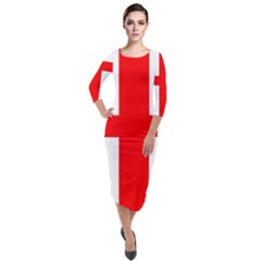 England Quarter Sleeve Midi Velour Bodycon Dress by tony4urban