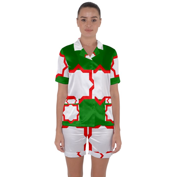 Andalusia Flag Satin Short Sleeve Pajamas Set