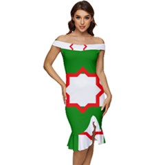 Andalusia Flag Off Shoulder Ruffle Split Hem Bodycon Dress