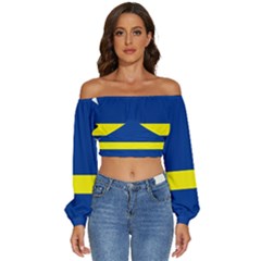 Curacao Long Sleeve Crinkled Weave Crop Top