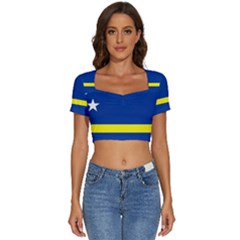 Curacao Short Sleeve Square Neckline Crop Top 