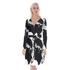 Corsica Flag Long Sleeve Velvet Front Wrap Dress by tony4urban