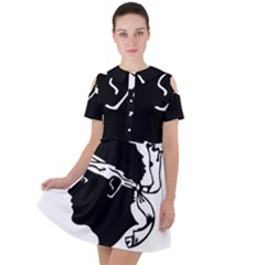 Corsica Flag Short Sleeve Shoulder Cut Out Dress  by tony4urban