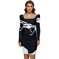 Corsica Flag Women Long Sleeve Ruched Stretch Jersey Dress