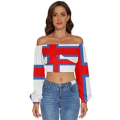 Faroe Long Sleeve Crinkled Weave Crop Top