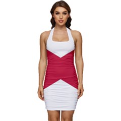 Anglo Irish Flag Sleeveless Wide Square Neckline Ruched Bodycon Dress