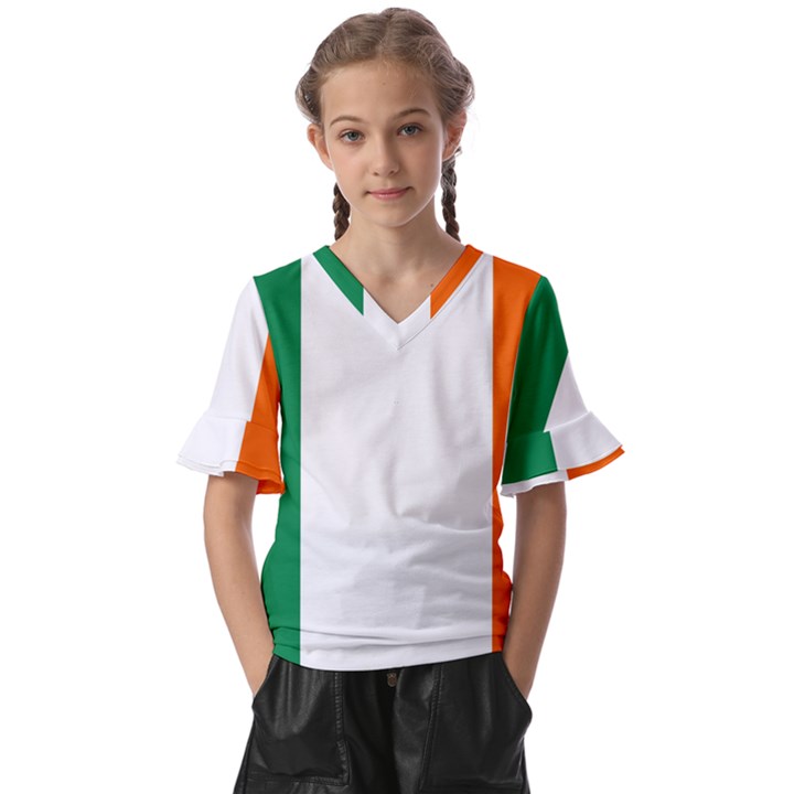 Ireland Kids  V-Neck Horn Sleeve Blouse