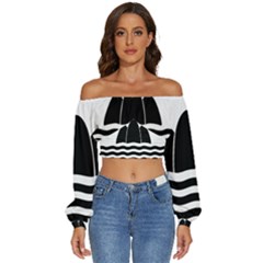 Gozo Malta Flag Long Sleeve Crinkled Weave Crop Top