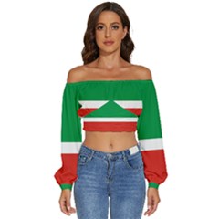 Chechen Republic Long Sleeve Crinkled Weave Crop Top