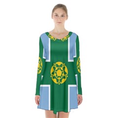 Derbyshire Flag Long Sleeve Velvet V-neck Dress by tony4urban