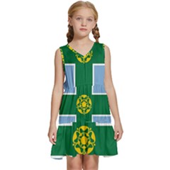 Derbyshire Flag Kids  Sleeveless Tiered Mini Dress by tony4urban