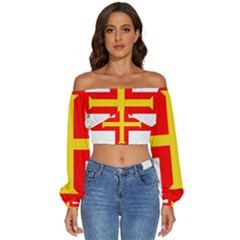 Guernsey Long Sleeve Crinkled Weave Crop Top