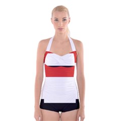 Kujawsko-pomorskie Flag Boyleg Halter Swimsuit  by tony4urban