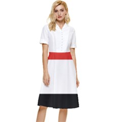 Kujawsko-pomorskie Flag Button Top Knee Length Dress by tony4urban