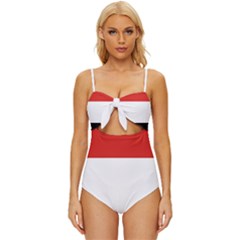 Kujawsko-pomorskie Flag Knot Front One-piece Swimsuit