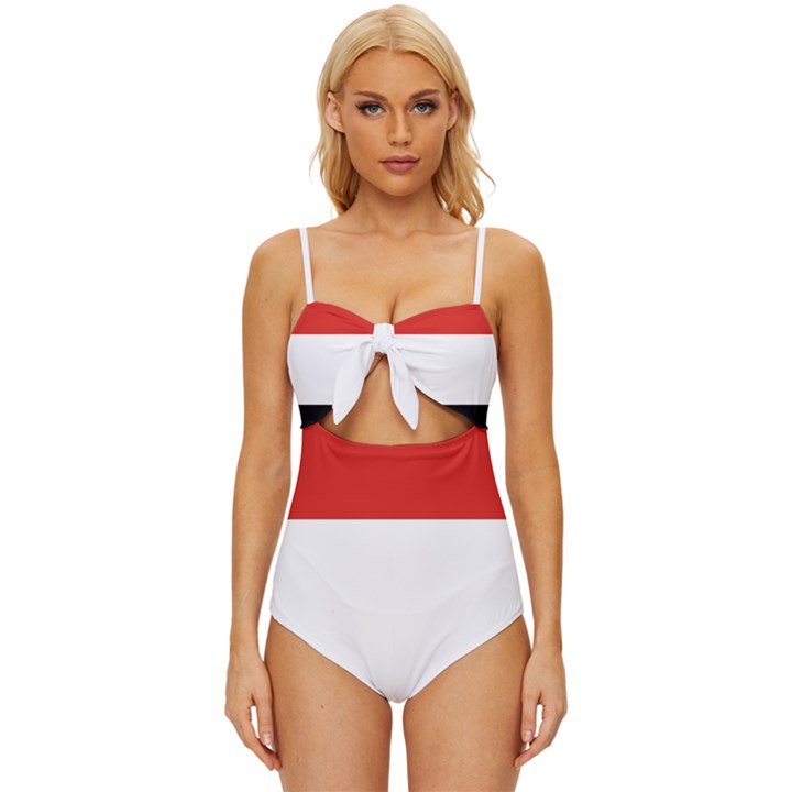 Kujawsko-pomorskie Flag Knot Front One-Piece Swimsuit