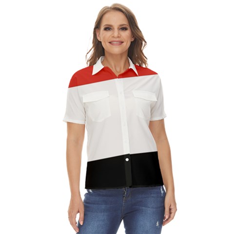 Kujawsko-pomorskie Flag Women s Short Sleeve Double Pocket Shirt by tony4urban