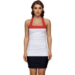 Kujawsko-pomorskie Flag Sleeveless Wide Square Neckline Ruched Bodycon Dress