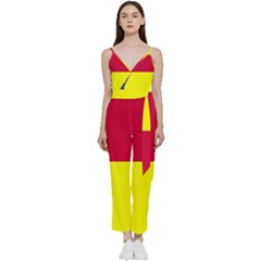 Kosicky Flag V-neck Spaghetti Strap Tie Front Jumpsuit by tony4urban