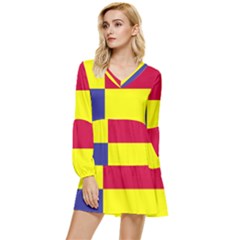 Kosicky Flag Tiered Long Sleeve Mini Dress by tony4urban