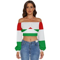 Hungary Long Sleeve Crinkled Weave Crop Top