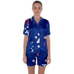 French Southern Territories Satin Short Sleeve Pajamas Set by tony4urban