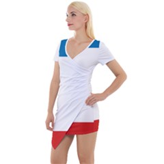 Crimea Flag Short Sleeve Asymmetric Mini Dress by tony4urban