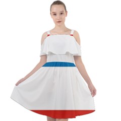 Crimea Flag Cut Out Shoulders Chiffon Dress by tony4urban