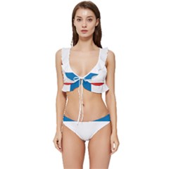 Crimea Flag Low Cut Ruffle Edge Bikini Set