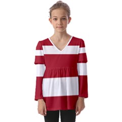 Latvia Kids  V Neck Casual Top